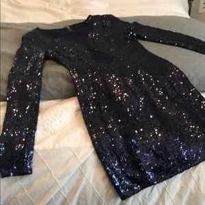 Navy sparkly long sleeve dress